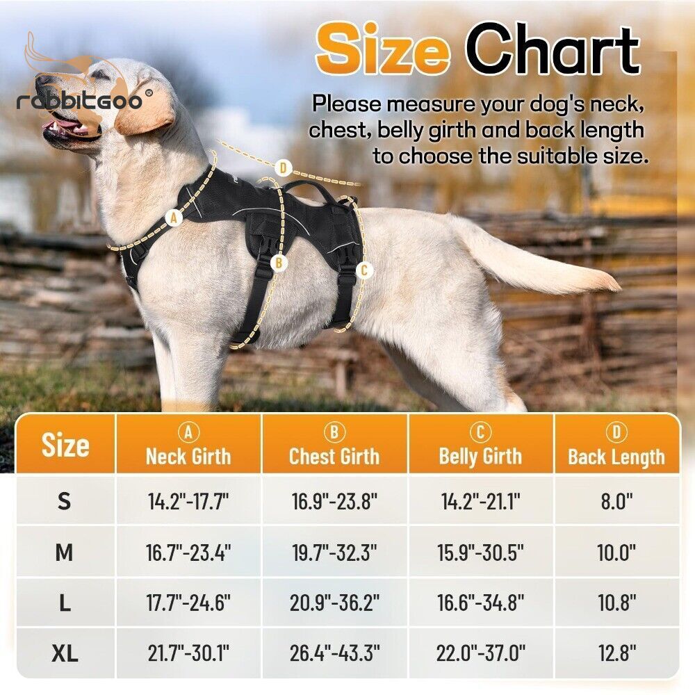 rabbitgoo Escape Proof Dog Harness Full Body Reflective Adjustable No Pull Vest