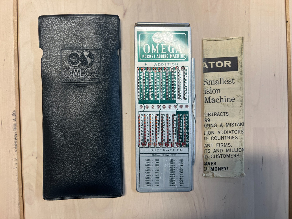 Vintage Omega Pocket Adding Machine , Collectible