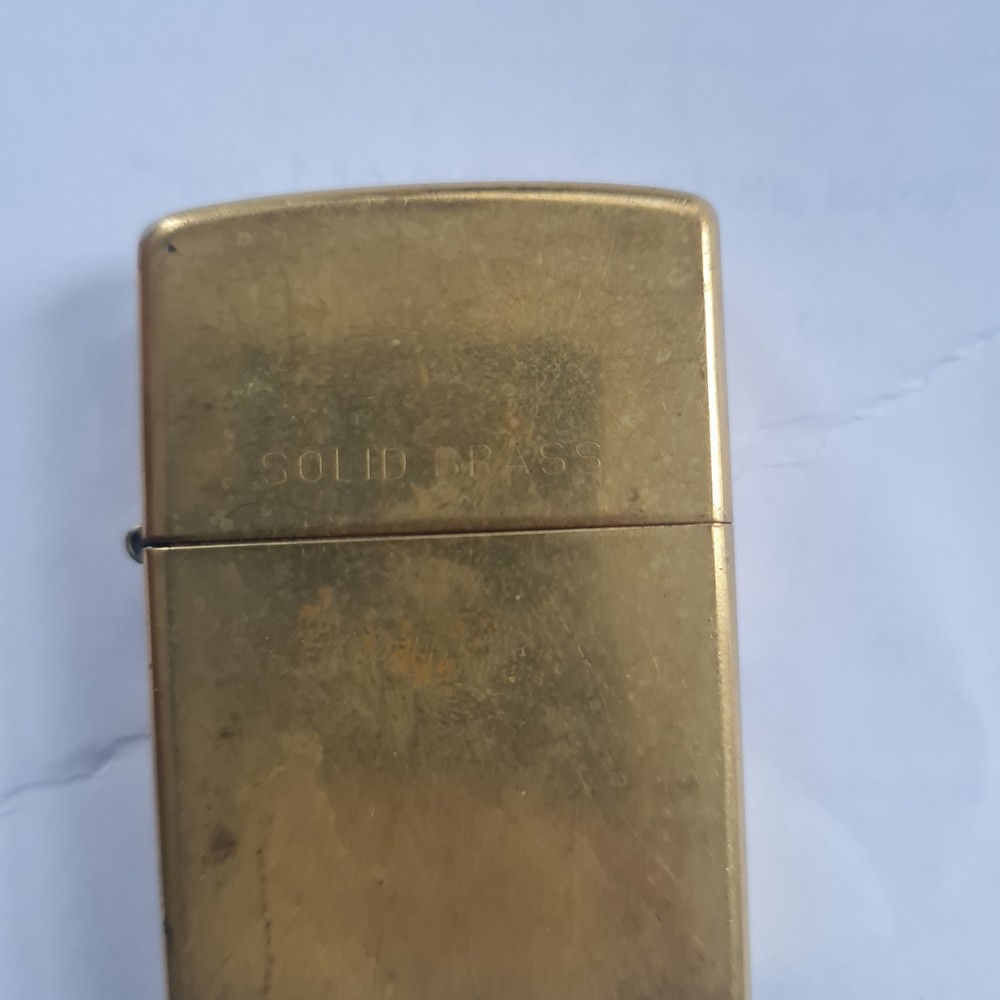 Zippo Solid Brass Lighter Used Brass Finish Classic Collectible