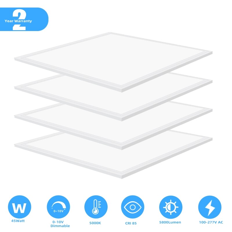 2-100Pack 2x2Ft LED Panel Light Drop Ceiling Flat Recessed Troffer Fixture 5000K