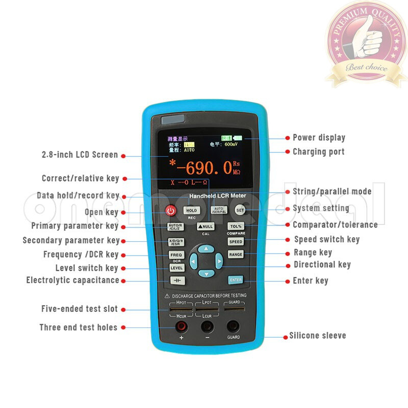 Handheld LCR Meter LCR Tester Capacitance Inductance Meter Frequency 100KHz #OM