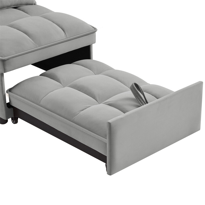 4-in-1 Multi-Function Single Sofa Bed, Sleeper Sofa Pull Out Couch Bed w/Pillows