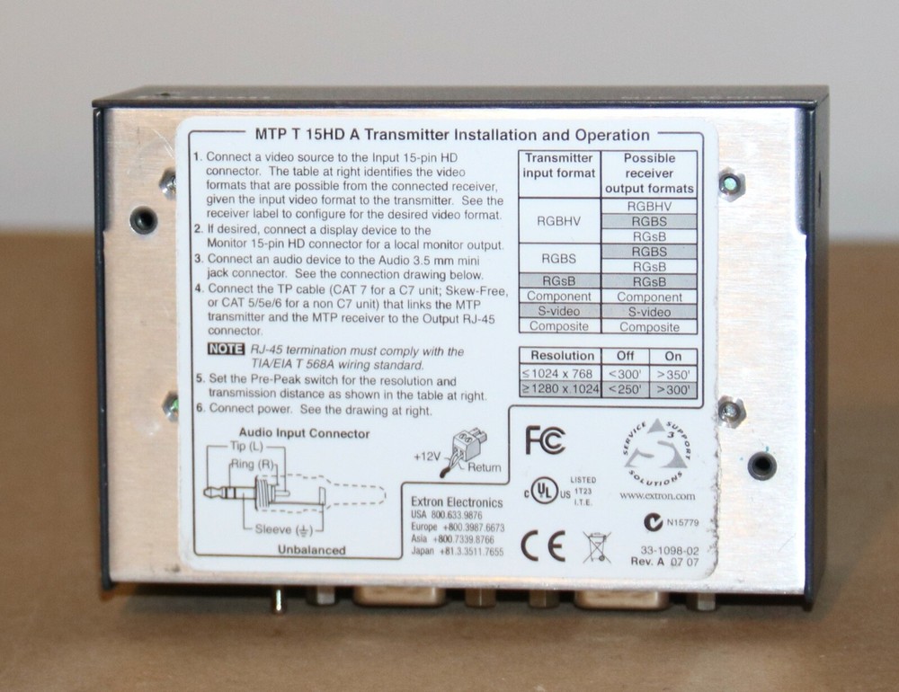 Extron MTP Series Transmitter MTP T 15HD A