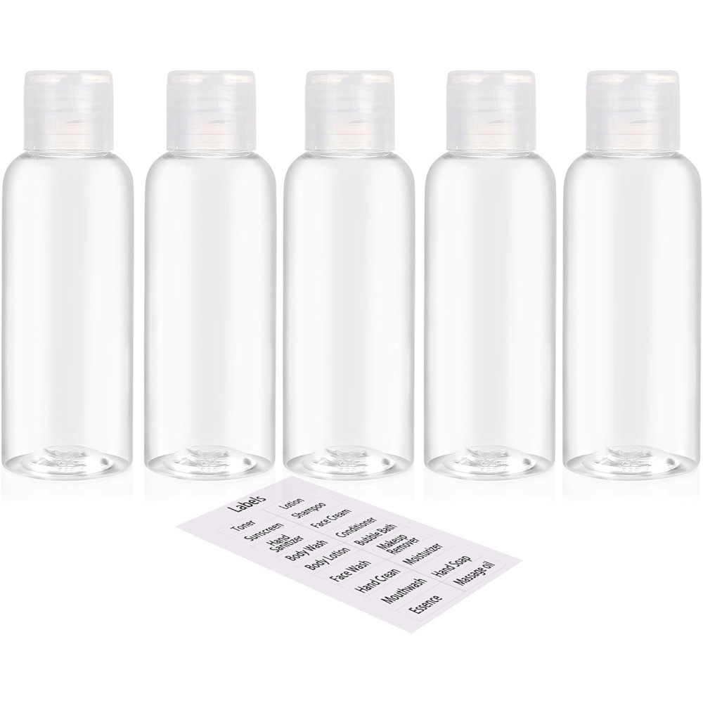 TSA Approved Leak Proof Travel Size Bottles 5 Pack 3.4oz Squeezable Empty