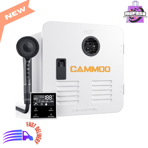 65000BTU RV Tankless Water Heater with 15x15 Inch White Door, 3.9GPM, 12V DC