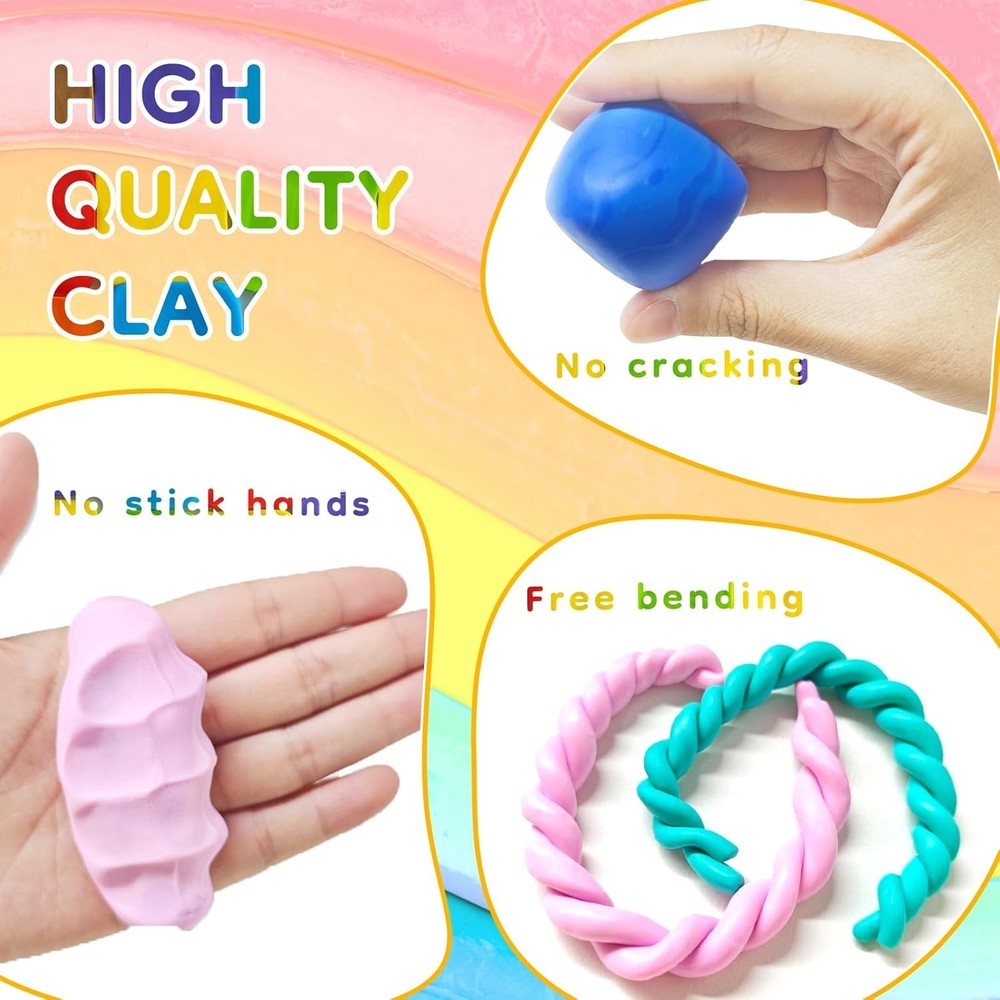70 Color Polymer Clay Set Oven Bake Sculpting