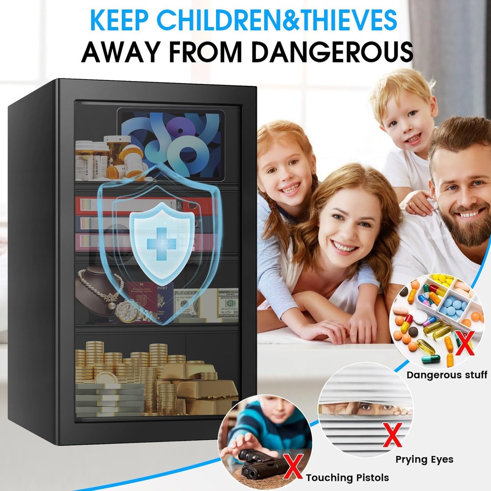 5.2 Cu Ft Large Home Safe Box Fireproof Waterproof, Personal Security Safe wi...
