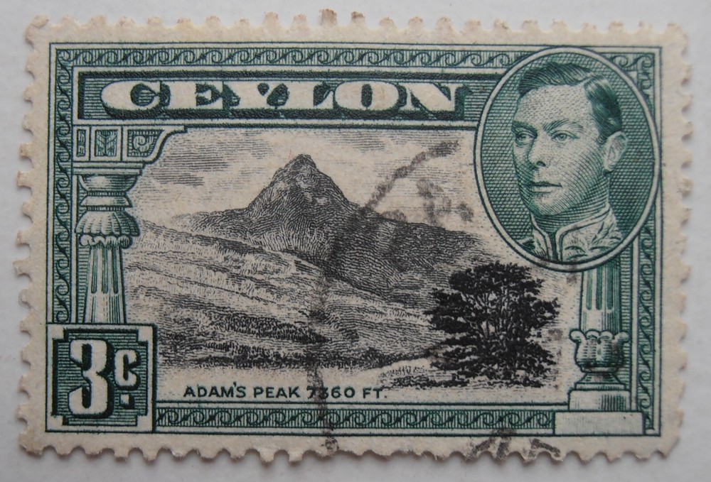 CEYLON 3 CENTS STAMP. ADAMS PEAK.  GEORGE VI