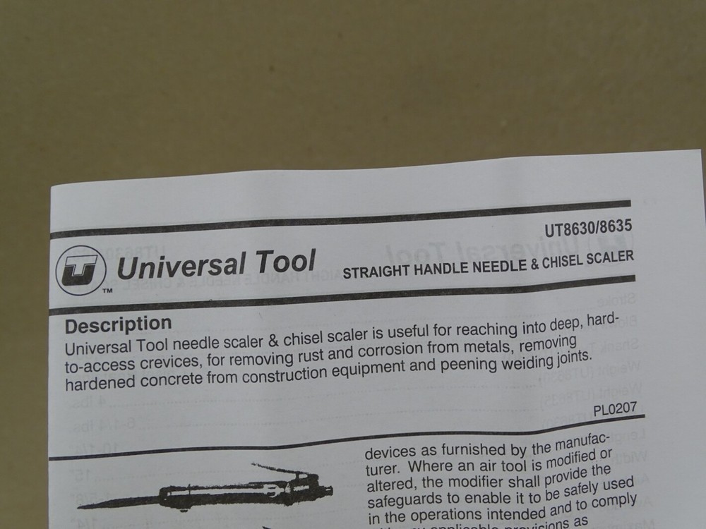 Universal Tool Needle & Chisel Scaler Parts , UT8635
