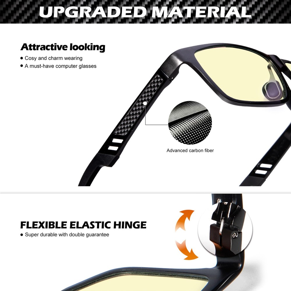 Blue Light Blocking Glasses, Al-Mg Metal Frame, Computer Gaming, Eyestrain