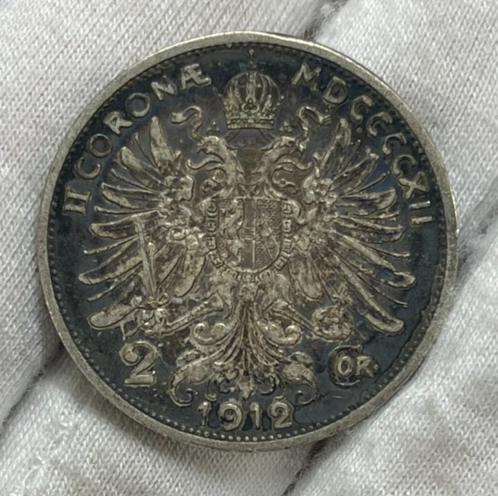 1912 Austria 2 Corona Silver Coin Great Condition