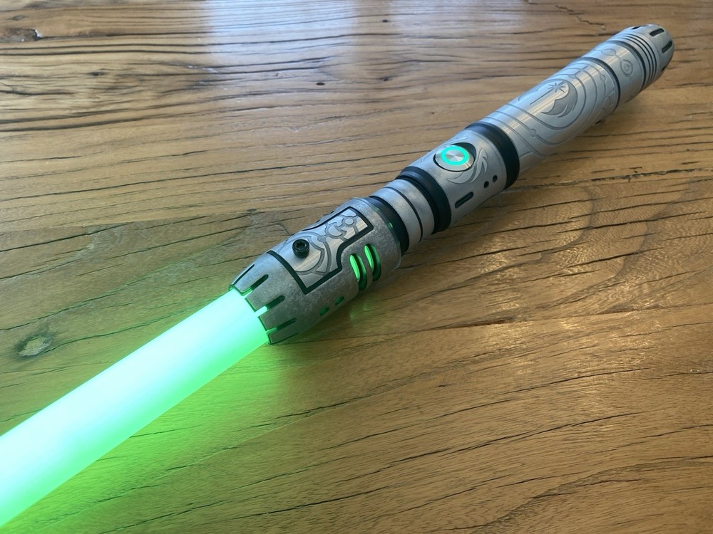 Sabertrio Vektra Custom Light Saber Installed Green Colored Ignition Button CFX