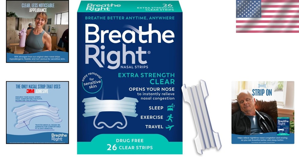 Sensitive Skin Approved Nasal Strips - Extra Strength Snoring Solution 26-Pack