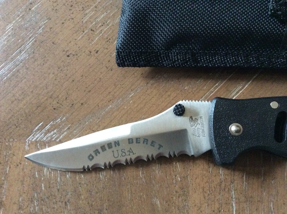 Green Beret Folder Locking Blade Knife With Black Sheath Frost Cutlery 15-059B