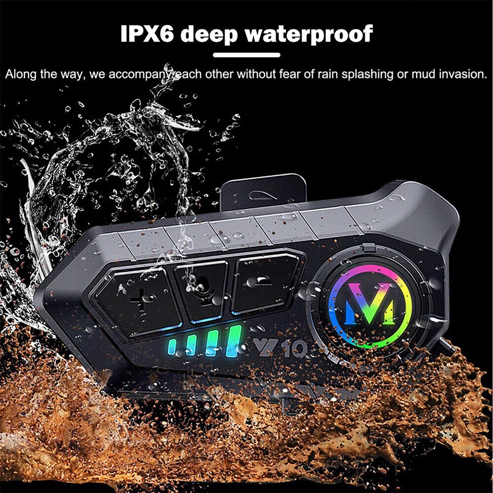Waterproof Bluetooth 5.3 Bilateral Stereo Wireless Motorcycle Helmet Headset