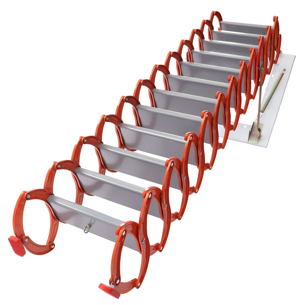 Attic Ladder Pull Down System, 12 Steps Aluminum Magnesium Alloy Attic Stairs