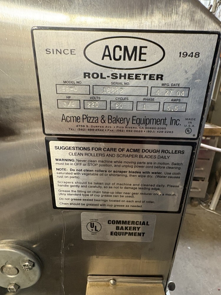 Beautiful ACME 88-4 Dough Sheeter Moulder Roller!