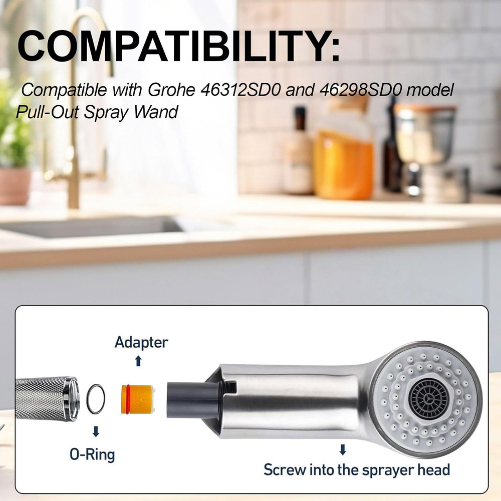 Grohe Compatible Pull-Out Spray Wand Replacement for Faucets - Part 46312SD0/462
