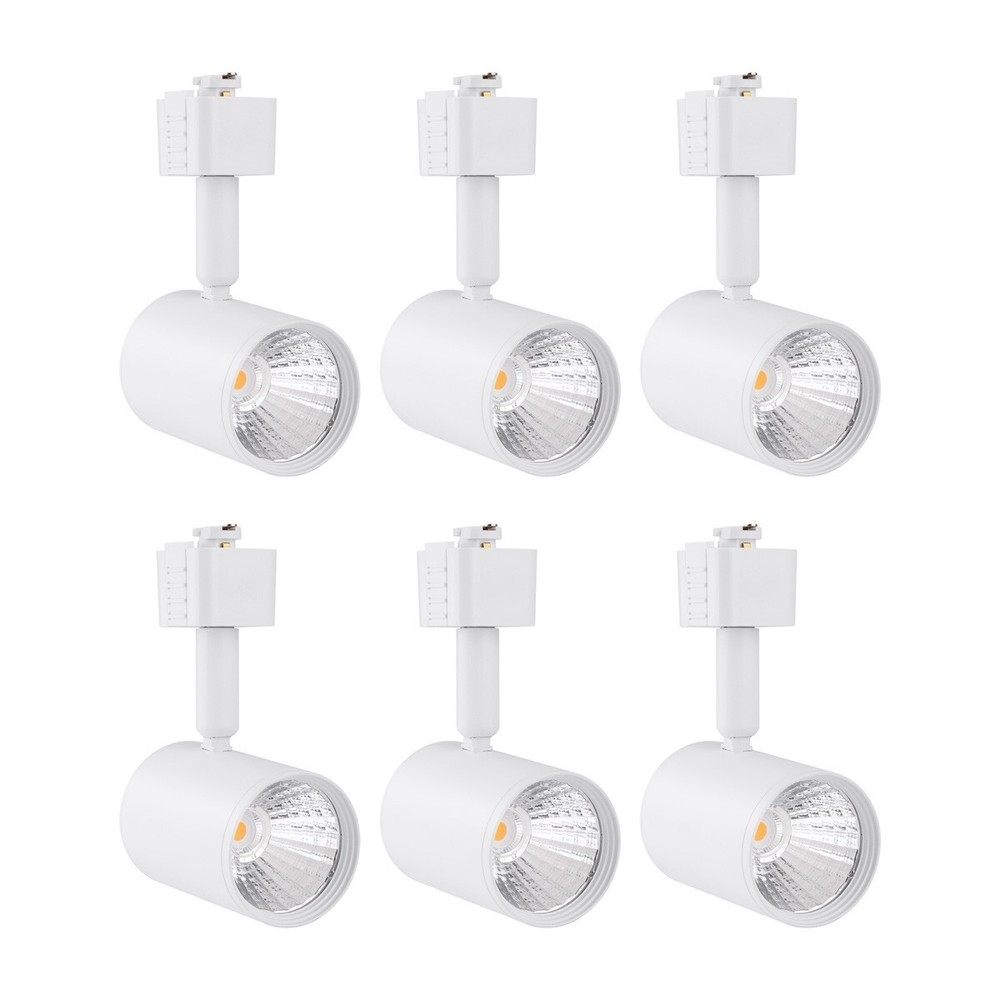6 Pack LED Track Lighting Heads Compatible with Single Circuit J Type 3000K W