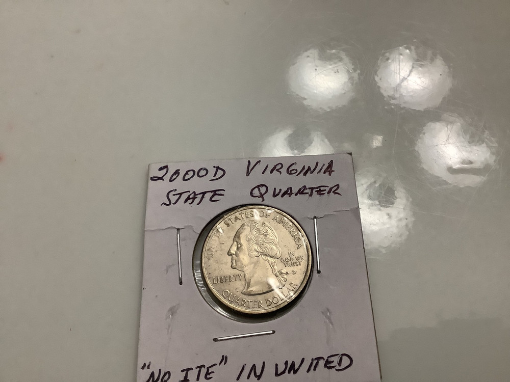 2000D Virginia State Quarter "ITE"" United very light strike