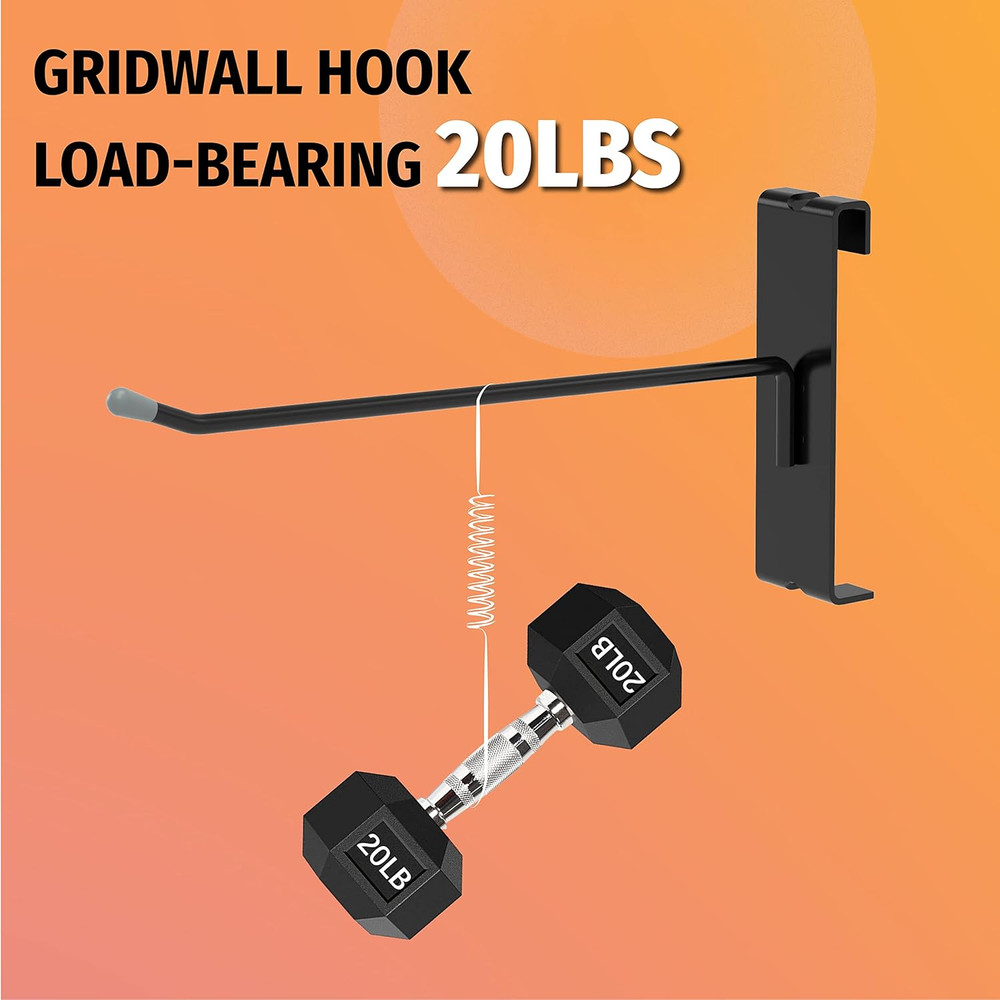 Gridwall Hooks, 4 Inch, 50PC Display Hooks for Grid Wall Panel, Black