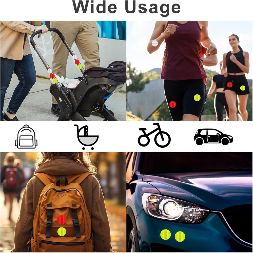 30Pcs Warning Reflective Stickers Tape Safety Multicolored