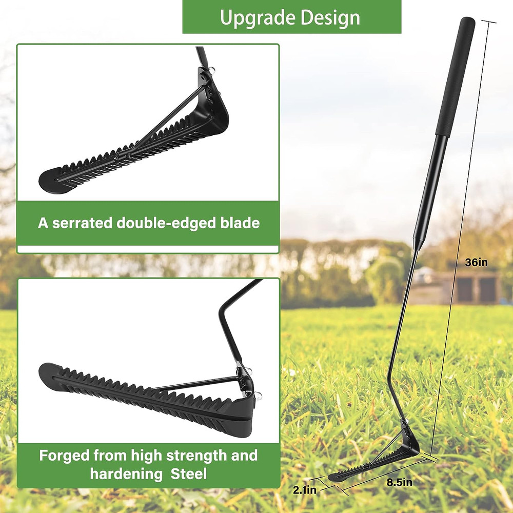 DACK 36" Grass Whip with Double-Edged Serrated Blade, Manual Weed Whacker, Swing