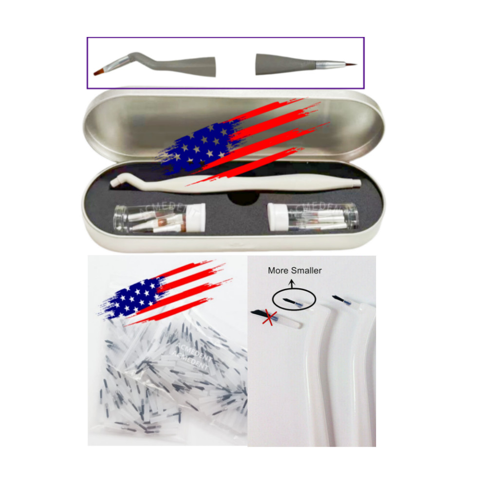 Dental Brush Pen Replaceable Brushes Tips Straight Curved Head Mini Micro Brush