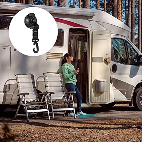 4 Pack Heavy Duty Suction Cup Anchor with Securing Hook Tie Down, Black