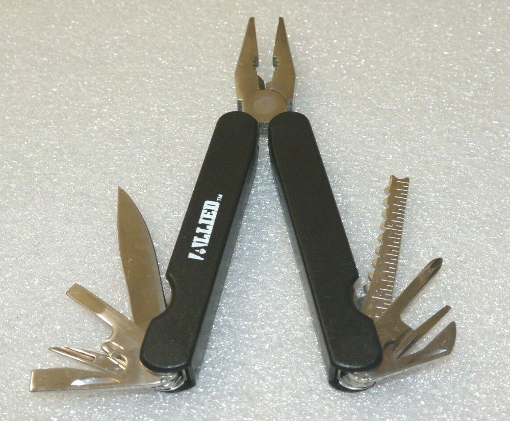 Allied Pocket Knife Multi Function Folding Tool & Pouch: Pliers, Knife, Saw