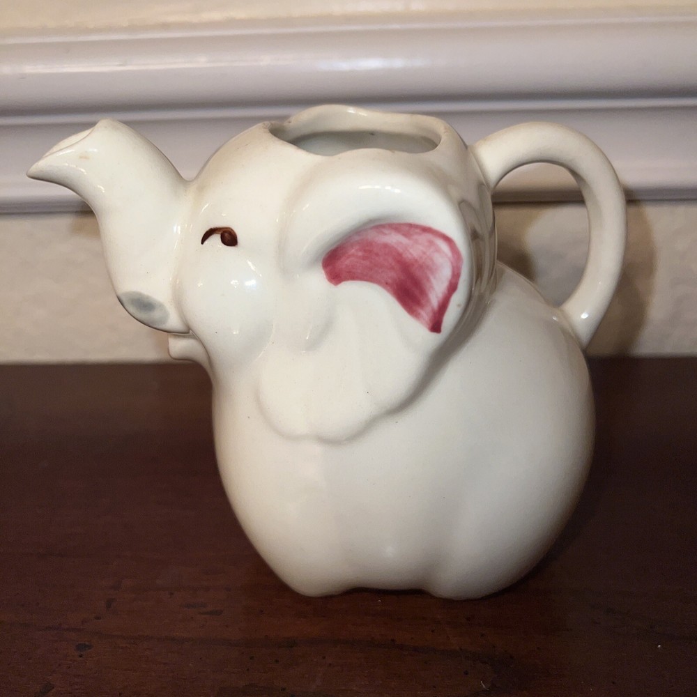 Vintage Elephant Ceramic Creamer Elephant Shape w/Trunk UP