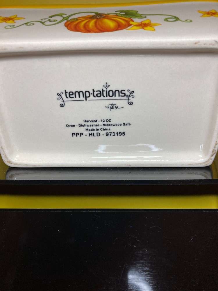 Temptations Ceramic Baking Loaf Pan Hand Painted Autumn/Fall Holiday Design