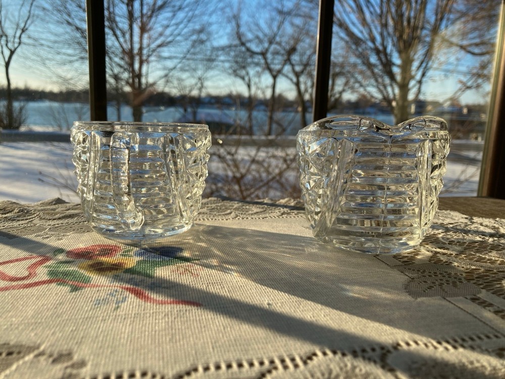 Anchor Hocking Stars & Bars Creamer & Sugar