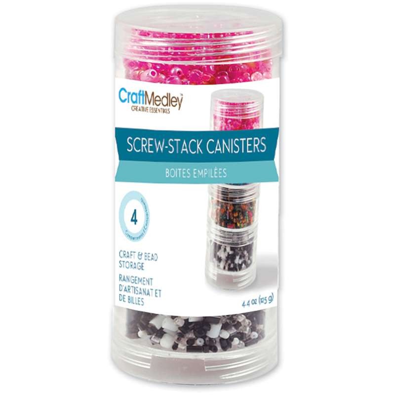 Bead Storage Screw-Stack Canisters 1.875"X1" 4/Pkg
