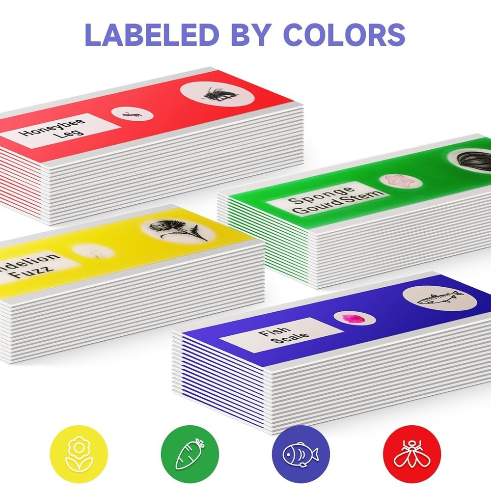 Jiusion 48Pcs Prepared Microscope Slides Specimen Animals Insects Plants Flow...