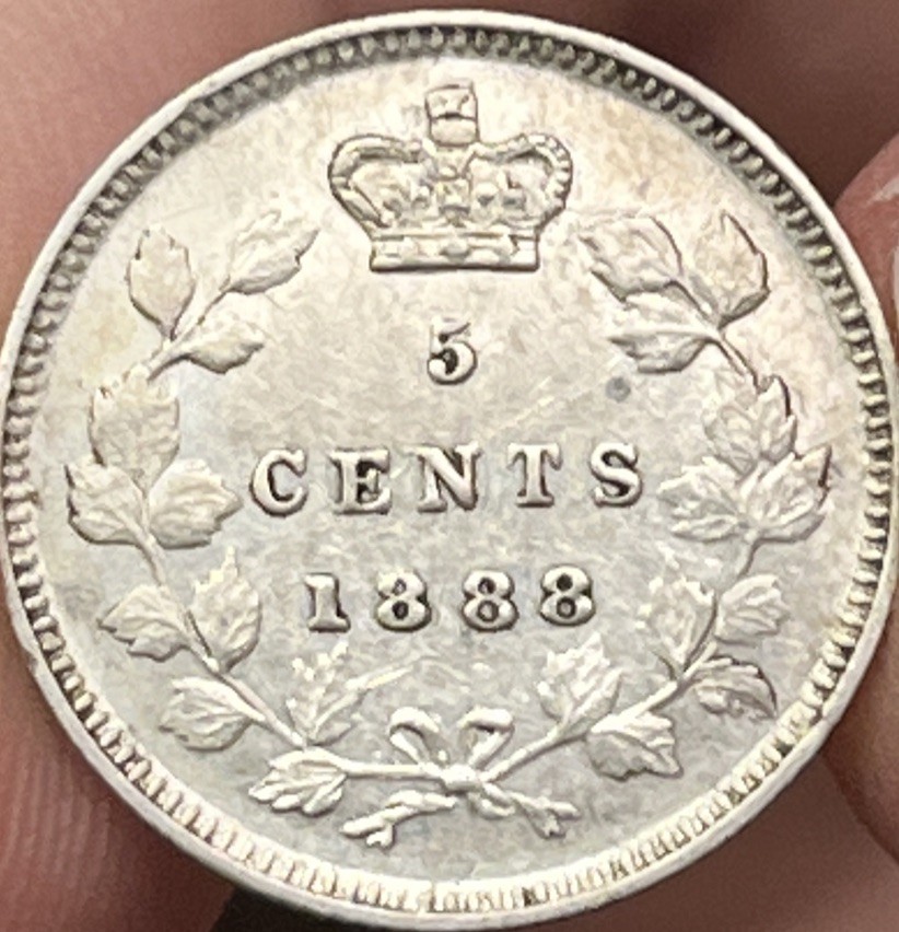 1888 5 Cents Canada (VF++ Details, Cleaned)
