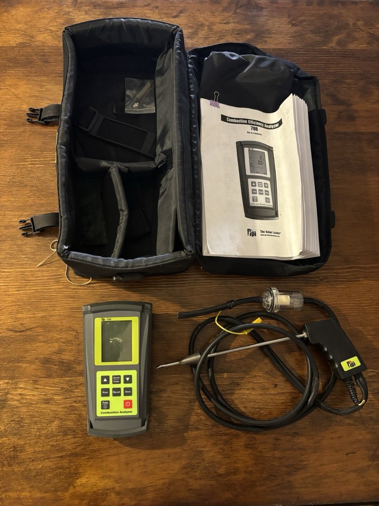 TPI 708 Combustion Efficiency Analyzer with Probe, Accessories, Case, Manual