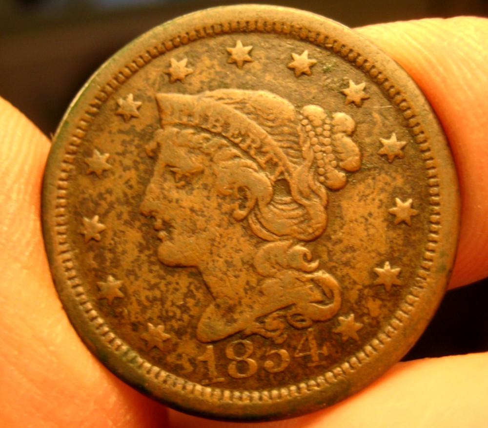 1854 LARGE CENT ~ Fine