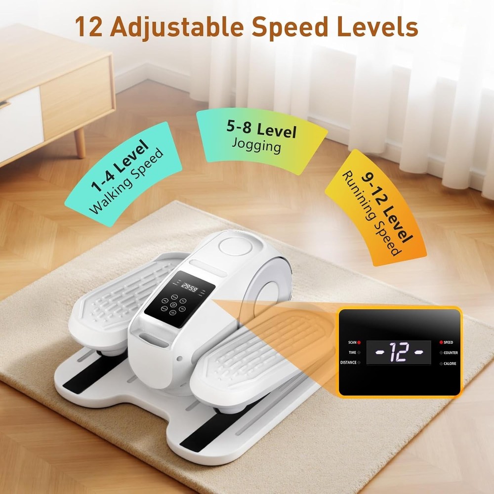 Under Desk Elliptical Exercise Machine 12 Speeds Leg Exerciser While Sitting
