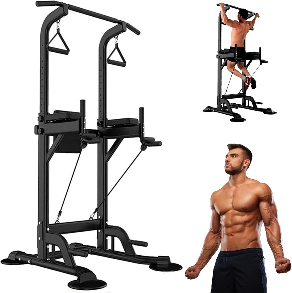 Adjustable heavy-duty pull rod power tower tilting station for home gym