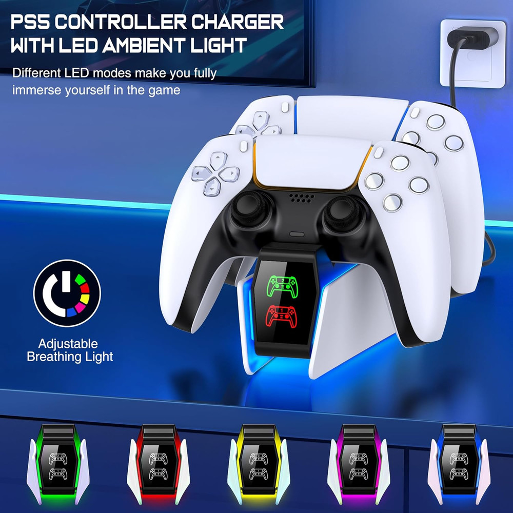 PS5 Controller Charger Station for Playstation 5 Controllers with LED Light Dual
