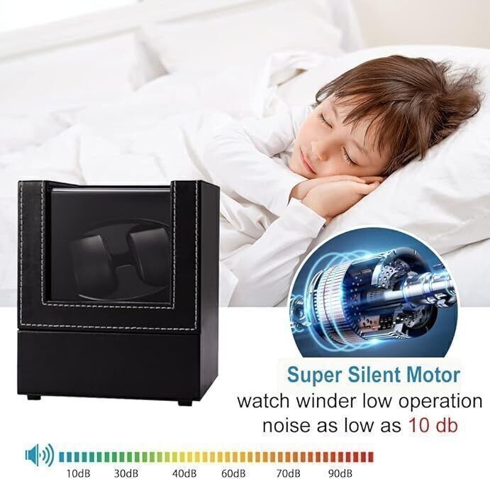 Automatic Rotation Double Watch Winder Box Leather Storage Display Case Gift US