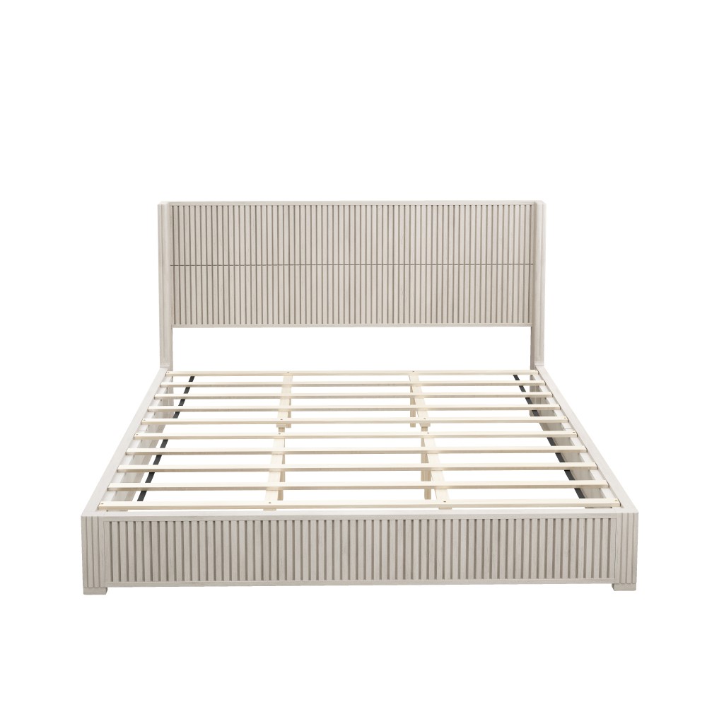 King Platform Bed Frame w/ Solid Wood Headboard, Easy Assembly