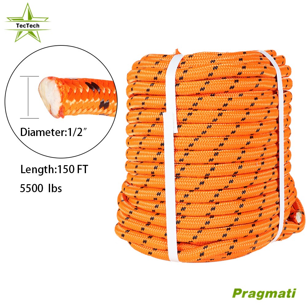 Double Braid Polyester Rope Arborist Bull Tree Rigging Work Utility 1/2"x150'