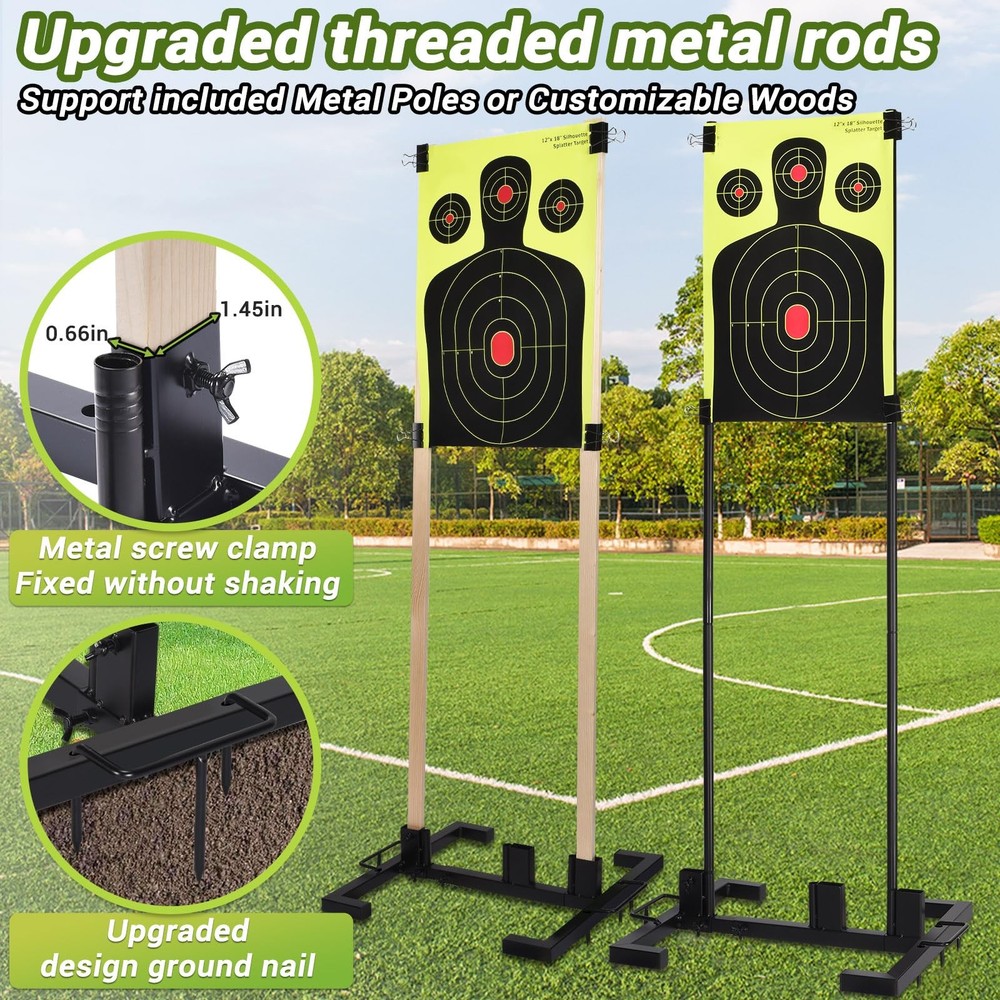Shooting Target Stand Set, Adjustable with 10pcs Black