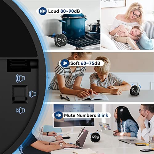 Digital Kitchen Timer, 3.8'' Large LED Display Countdown Countup Ridged Knob