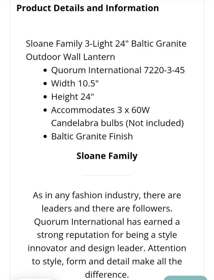 quorum 7220-3-45 wall lantern