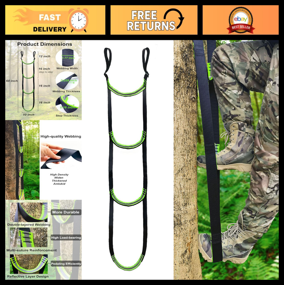 4-Step Climbing Aider - Double-Thickened, Adjustable Hook & Loop, Lightweight Ro