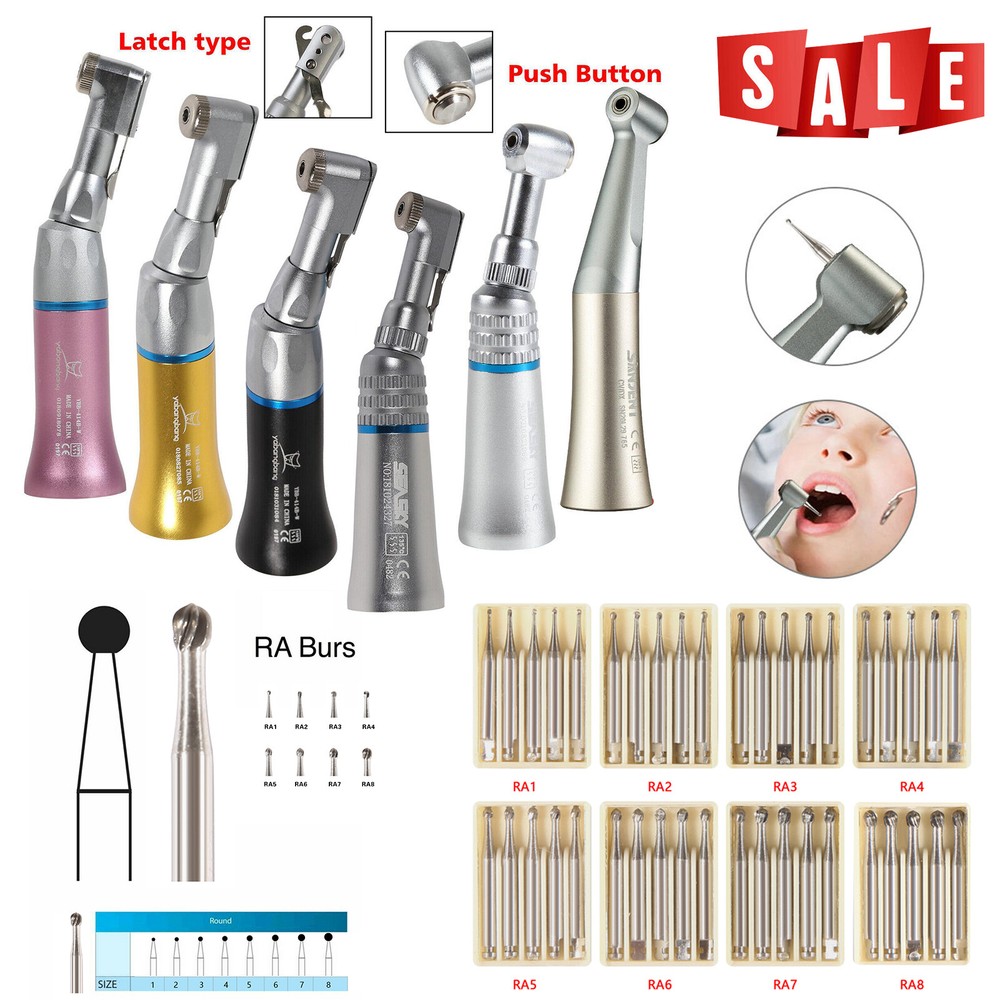 NSK Style Dental Slow Low Speed Contra Angle Handpiece Push Button Latch E-type