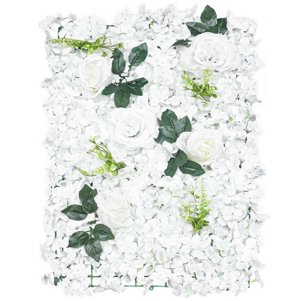 6 Pcs Hydrangea Rose Flower Wall Panel Wedding Party Backdrop Home Decor White
